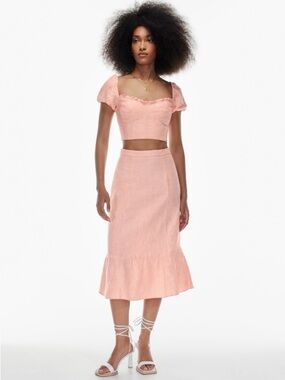 NWT Aritzia Wilfred Linen Set in Coral Peach